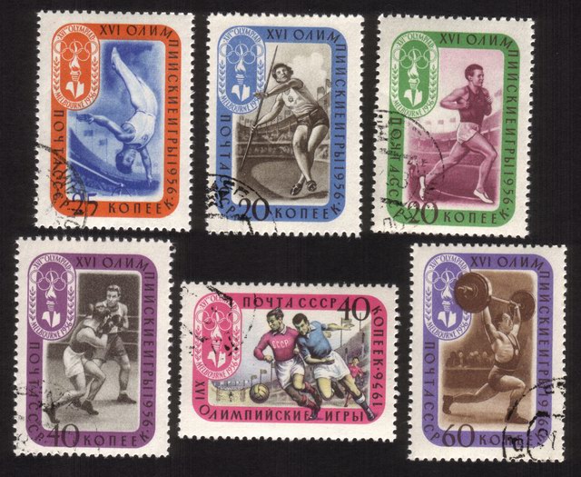 Soviet Olympic Athletes: Sprinter, Somersault, Boxers, Etc. - Complete Set of 6 Different