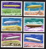 Airships: Dirigibles, Zeppelins, Etc. Complete Set of 6 Different Airmail Stamps