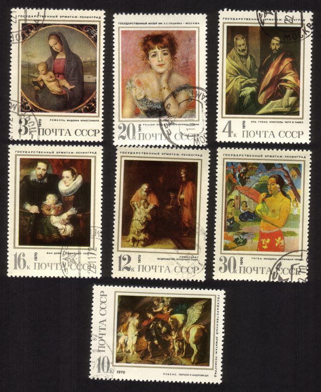 Paintings: Religious Artwork by Raphael, Rubens, Rembrandt, Etc. - Complete Set of 7 Different