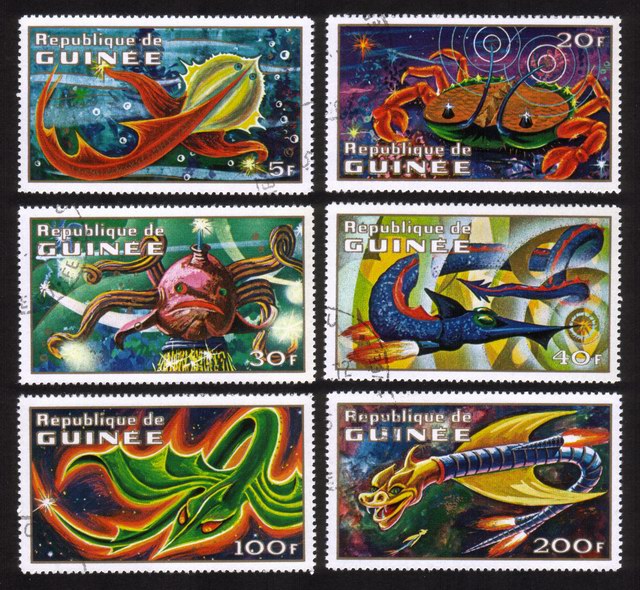 Imaginary Prehistoric Space Creatures: Very Colorful & Artistic - Complete Set of 6 Different
