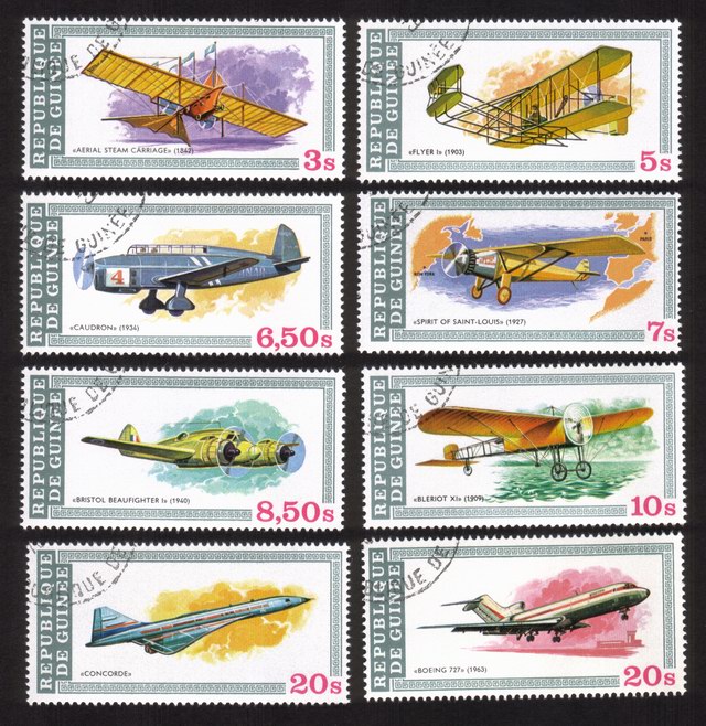 Aviation Retrospect: Wright"s Flyer 1, Spirit of St. Louis, Etc. - Complete Set of 8 Different