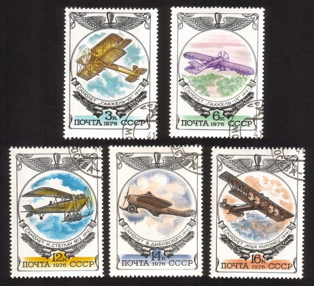 Russian Aircraft: Gakkels, Dybovski"s Dolphin, Etc. - Complete Set of 5 Different