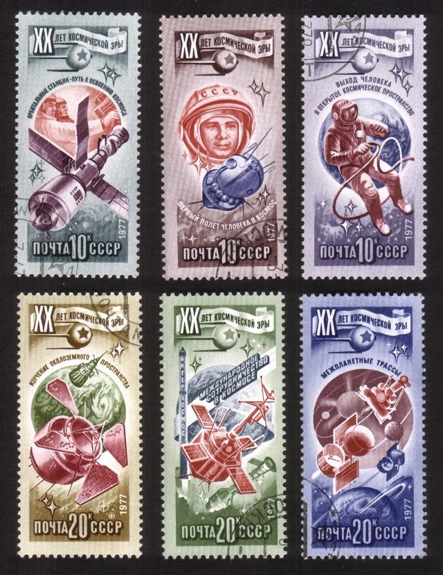 Space Research: Cosmonauts And Various Spacecraft, Etc. - Complete Set of 6 Different