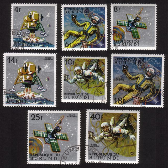 Peaceful Space Exploration: Moon Probe, Mariner Satellite, Etc. - Complete Set of 8 Different