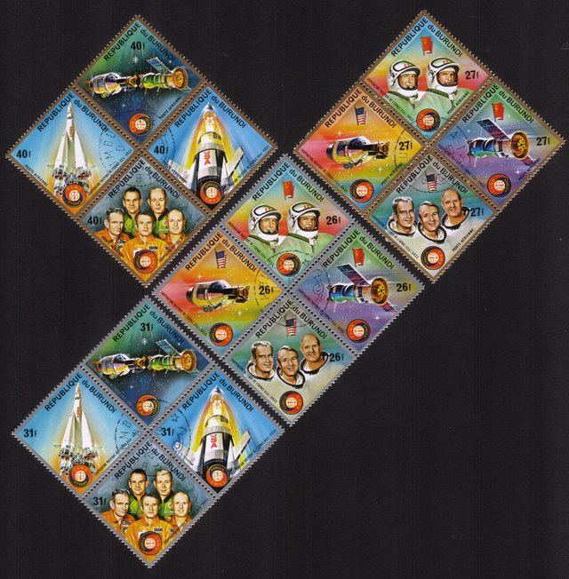 Apollo-Soyuz Space Test Project: Blast-Off, Crew, Etc Complete Set of 16 Different (Diamond Shaped)