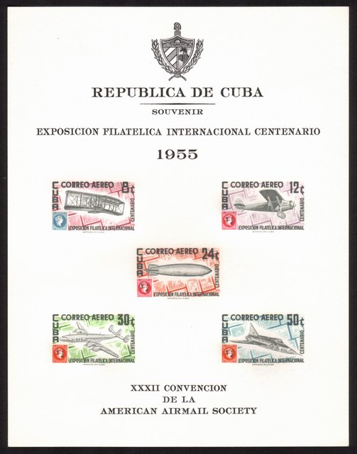 International Centenary Philatelic Exhibition (Havana Cuba 1955) - Souvenir Sheet (Thick Paper)