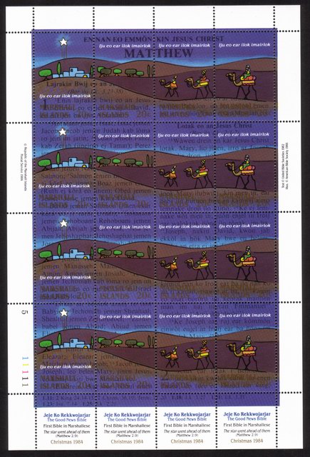 Christmas 1984 The Good News Bible: First Bible In Marshallese - Complete Sheet of 16 Different