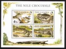 Nile Crocodile: Souvenir Sheet- Complete Set of 4 Different Designs