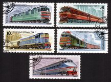Locomotives: Electric & Diesel, Etc. - Complete Set of 5 Different Trains