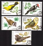 Birds: Barn Owl, Dendrocopus Minor, Parus Cristatus, Etc. - Complete Set of 5 Different