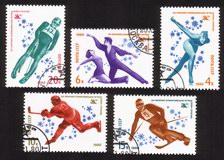1980 Winter Olympic Games: Speed Skating, Ice Hockey, Luge, Etc. - Complete Set of 5 Different