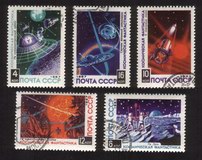 Science Fiction: Moon Explorers, Rocket Flying To Stars, Etc. - Complete Set of 5 Different