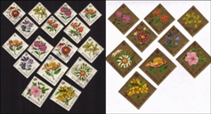 Flowers: Hibiscus, Markhamia, Ansellia, Etc. - Complete Set of 25 Different (Diamond Shaped)